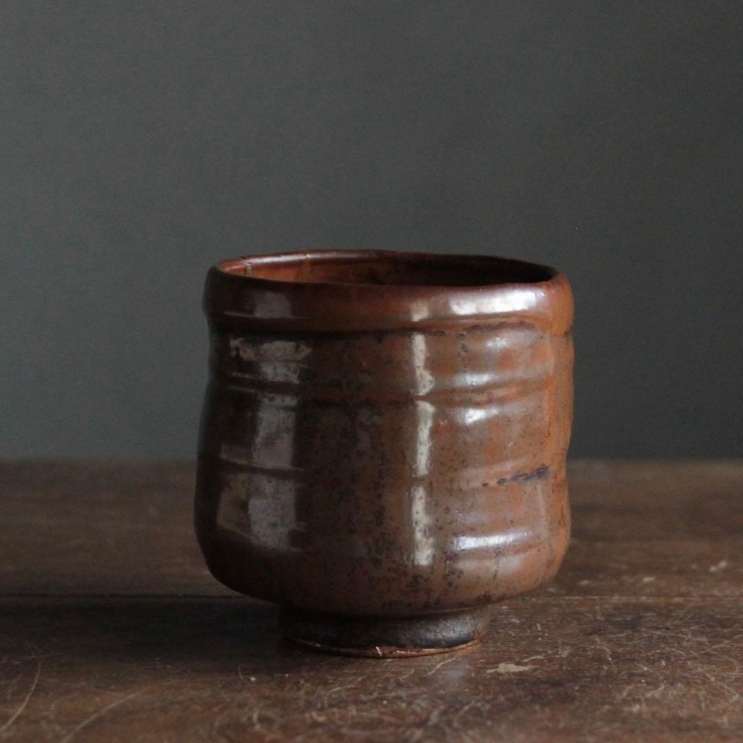 鉄釉 筒茶碗 古美術 古道具 アンティーク 茶道具 茶碗