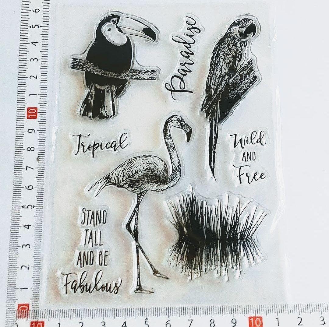 409)【海外製 】クリアスタンプ トロピカル 野鳥