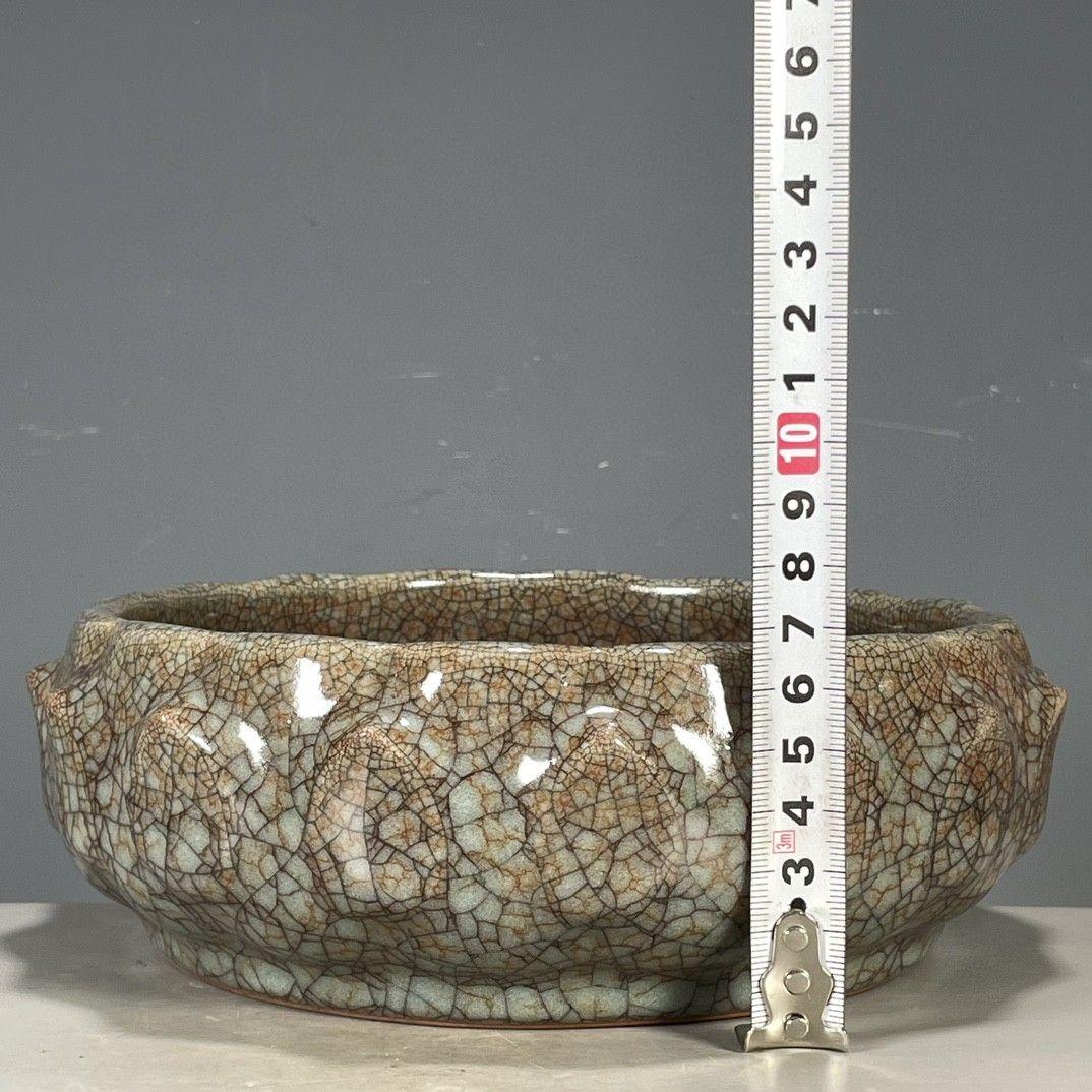 宋官窯氷割れ片支釘洗 筆洗 書道具 文房具 現代工芸品