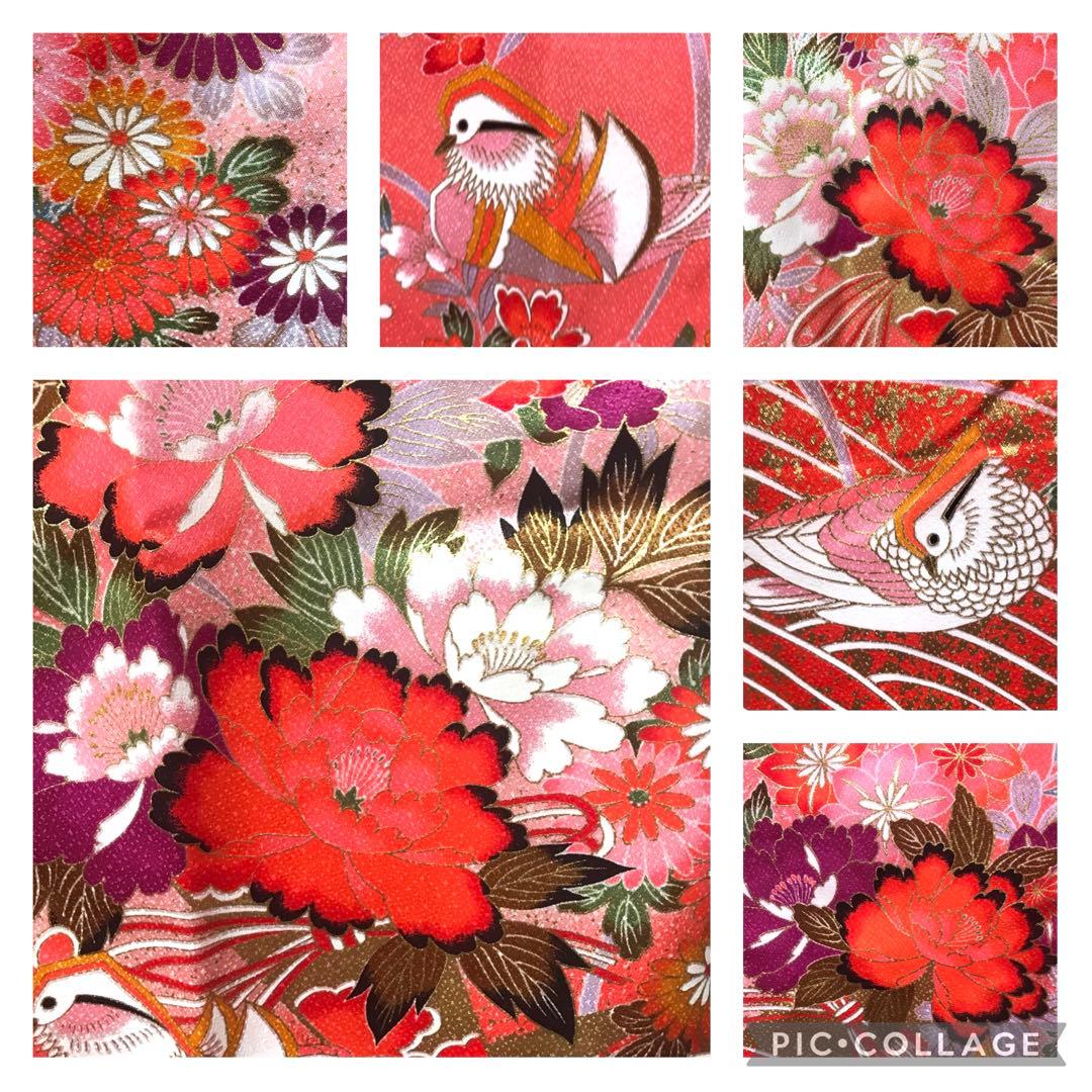 七五三7歳フルセット　サーモンオレンジ　牡丹　おしどり　祝い花❤️