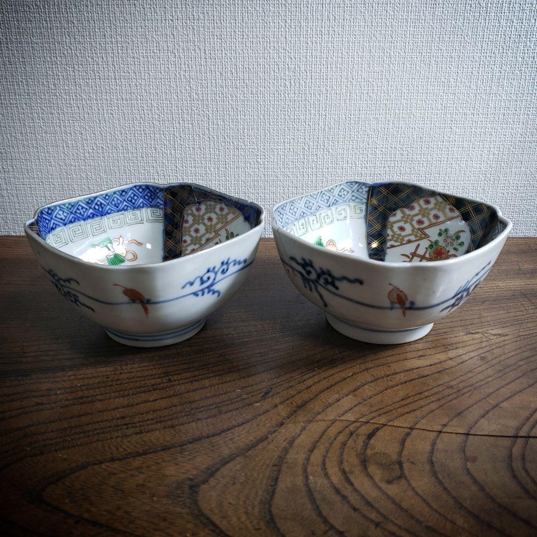 角向付 2客 色絵付 小鉢 古伊万里 寿 上手物 江戸 明治 訳あり - メルカリ