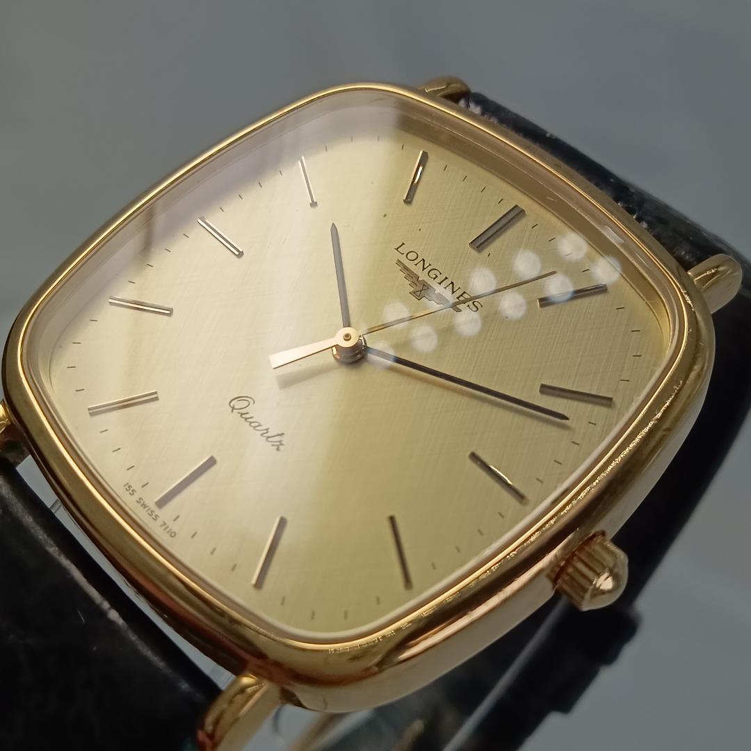 【電池交換済】LONGINES ゴールド スクエア 腕時計 メンズ 155710