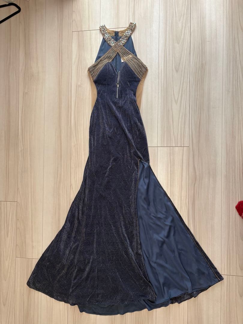 AR ANGELR ネイビー スリットドレス