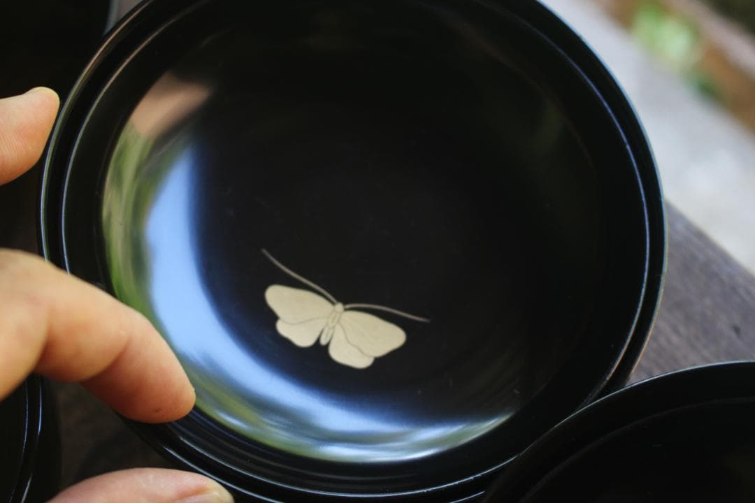 絵柄選択可！風情ある秋草闇蒔絵に見返虫蒔絵のお椀5点（検輪島塗蒔絵椀雑煮椀
