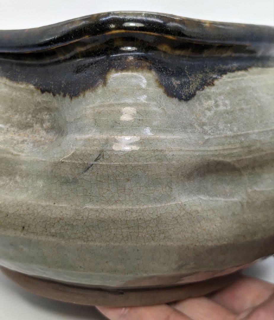 岡本英山 虫明焼 建水 茶こぼし 茶道具 茶器 抹茶 茶陶 容器 食器 工芸品