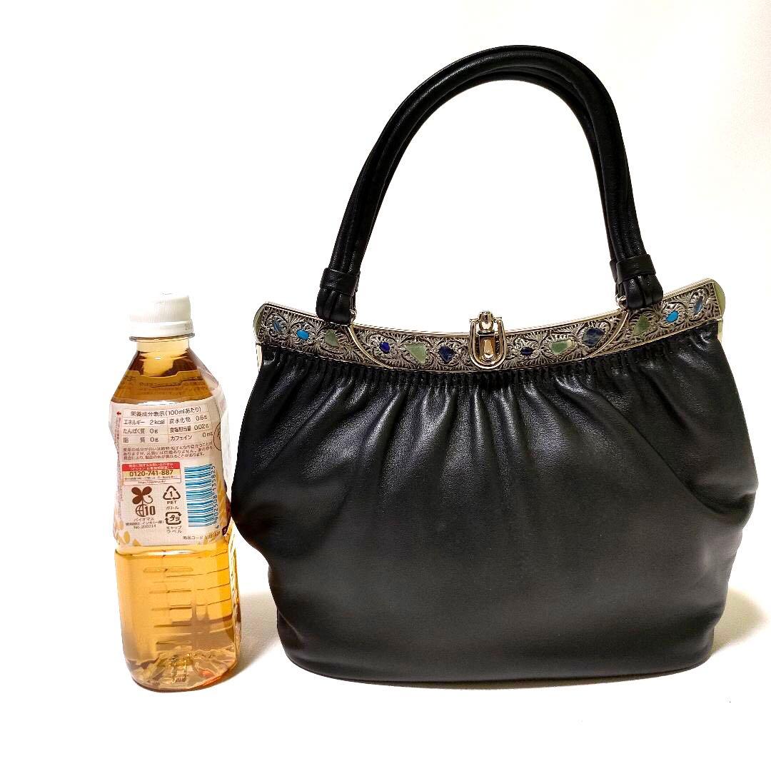 極美品】皇室御用達 HAMANO ハマノ 飾り石付き ハンドバッグ