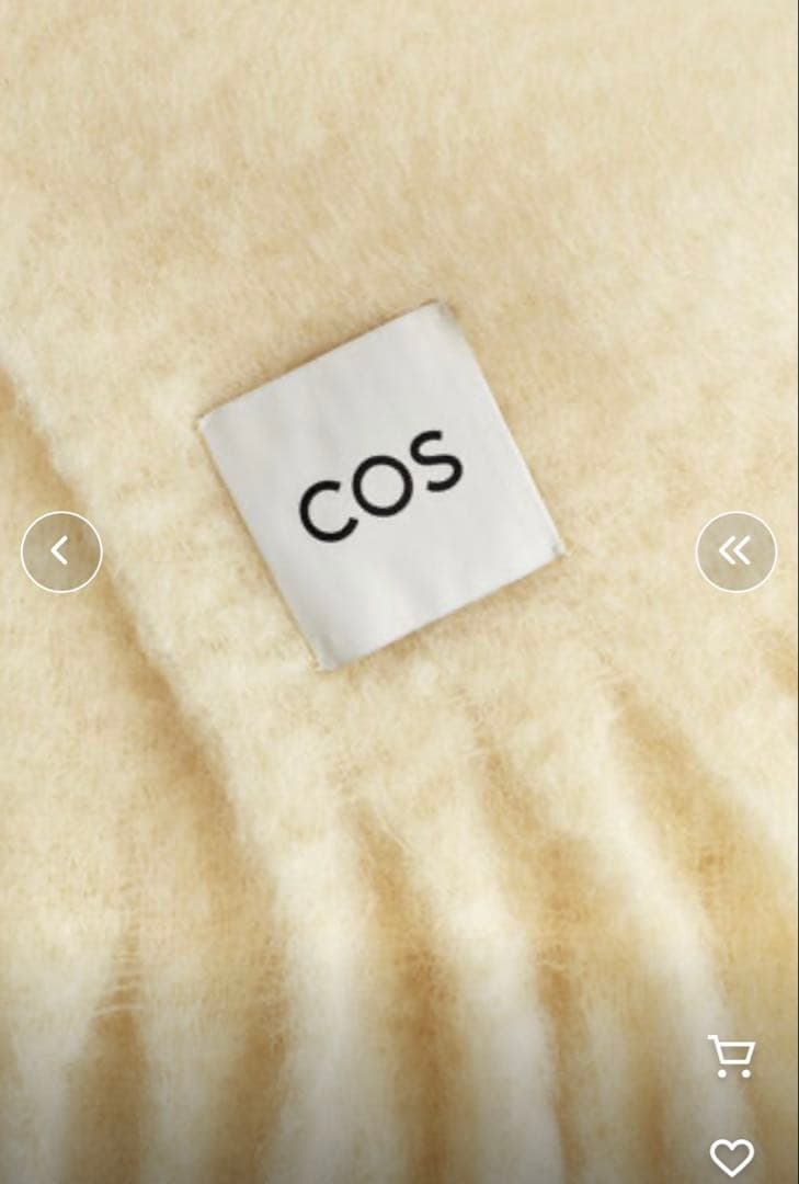 COS フリンジブラッシュドモヘアマフラー バターミルク - メルカリ