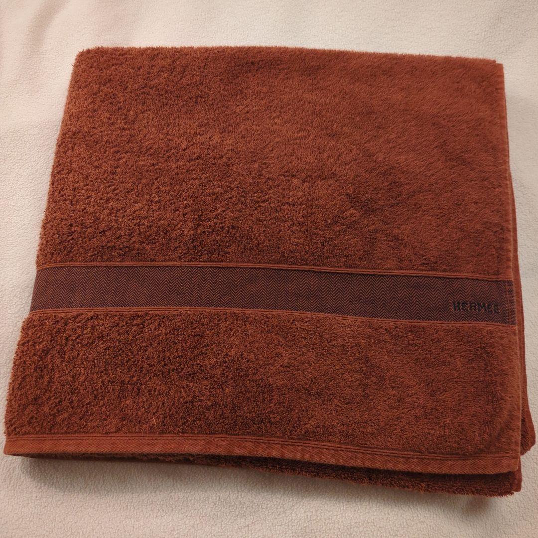 HERMES ビーチタオル シェブロン ブラウン バスタオル 大判タオル
