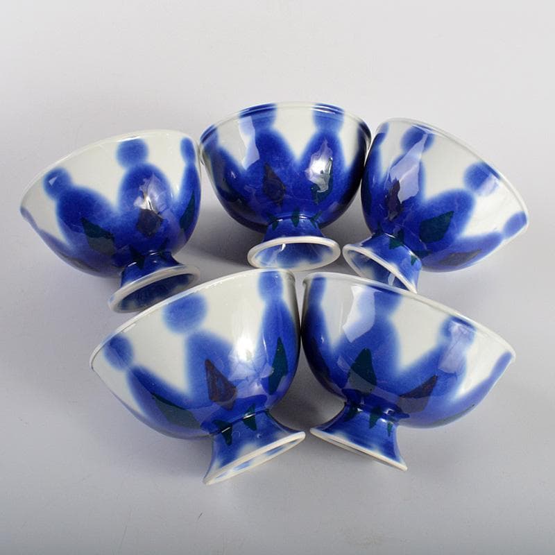 和食器 仁一作 高台小鉢揃 5客 共箱 V 6209C