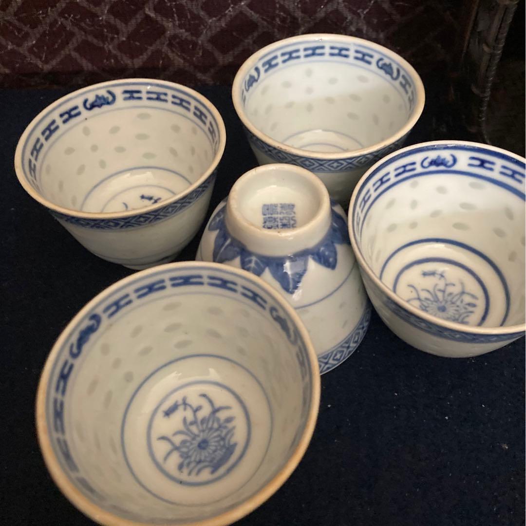 煎茶道具　蝙蝠蛍煎茶碗　竹筒