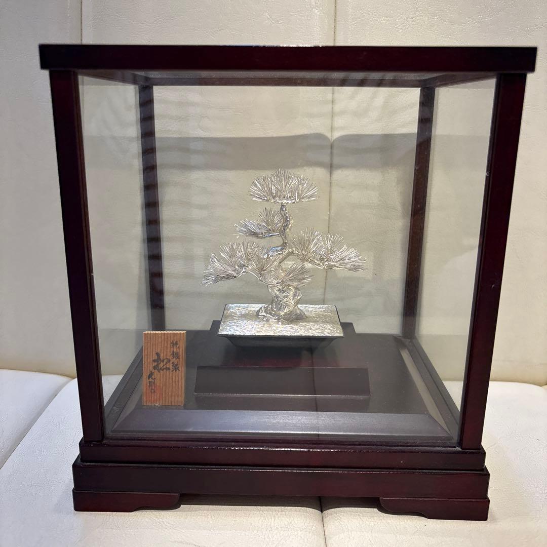 純銀製 盆栽「松」 光則作 置物