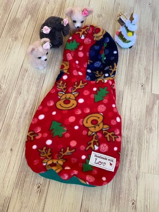 犬服 ラグラン(S) ꒡̈⃝Lily꒡̈⃝ハンドメイド Xmasもふもふ