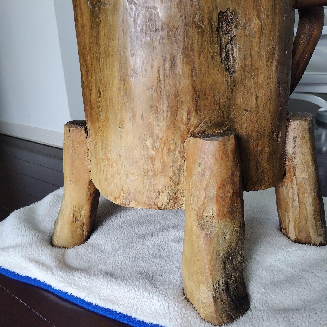 昭和レトロ当時物 原木 丸太テーブル 引き戸 収納付き