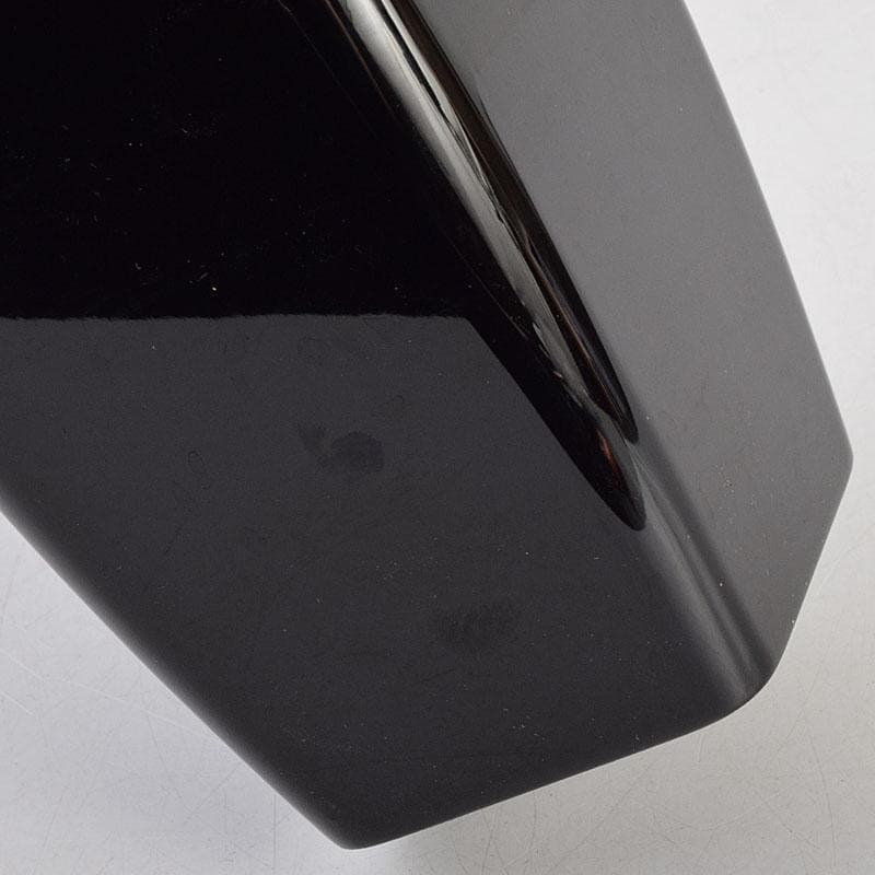 輪島塗　沈金師　角野岩次作　沈金　寿松文　花器　花入　共箱　V　R9403