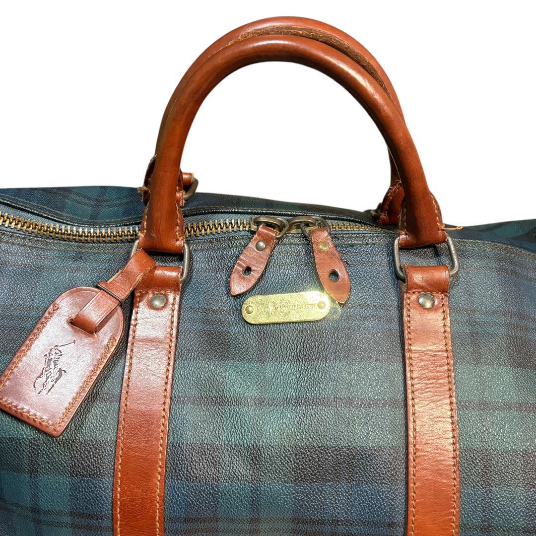 美品 ポロラルフローレン ボストンバッグ 2way チェック PVC 大容量