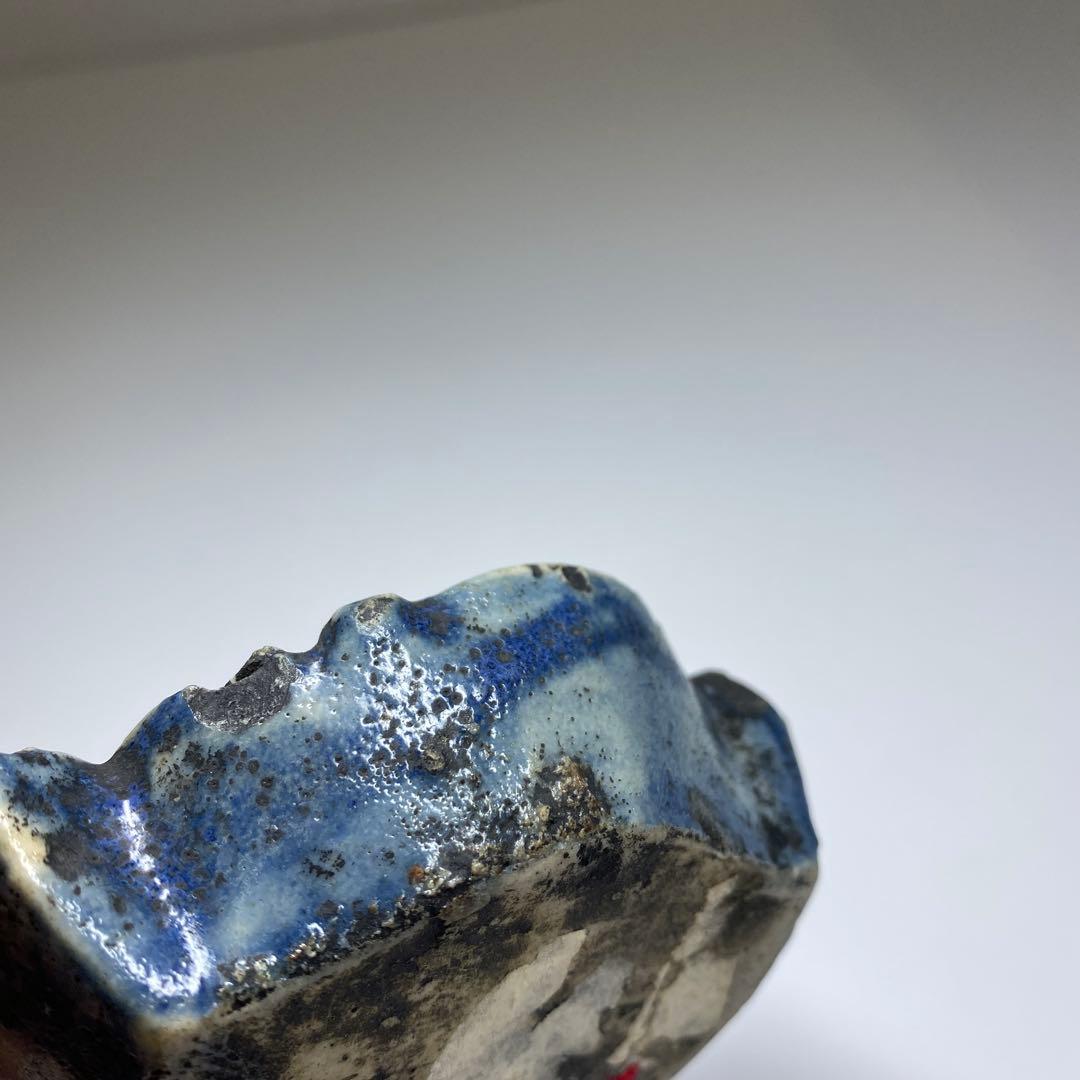 李朝 古窯 染付魚図水滴 幅約8㎝ 東Y7-0331