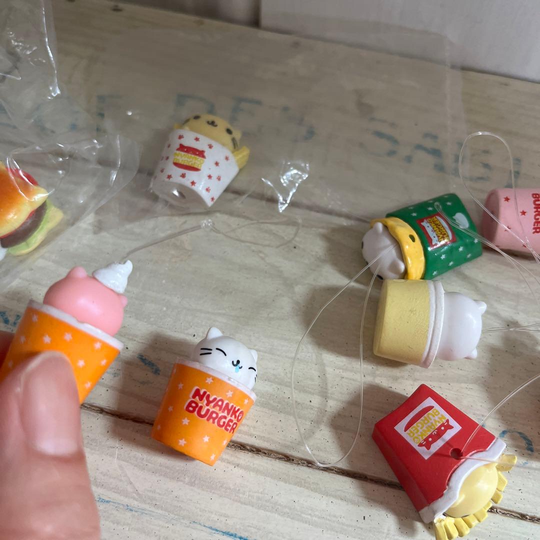 平成レトロ　にゃんにゃんにゃんこ　にゃんこバーガー　マスコット　9点セット