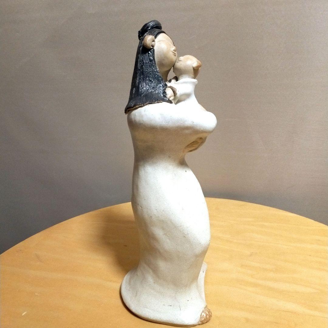 砥部焼 青芳窯★森元青芳作★青芳人形 母子像★愛媛