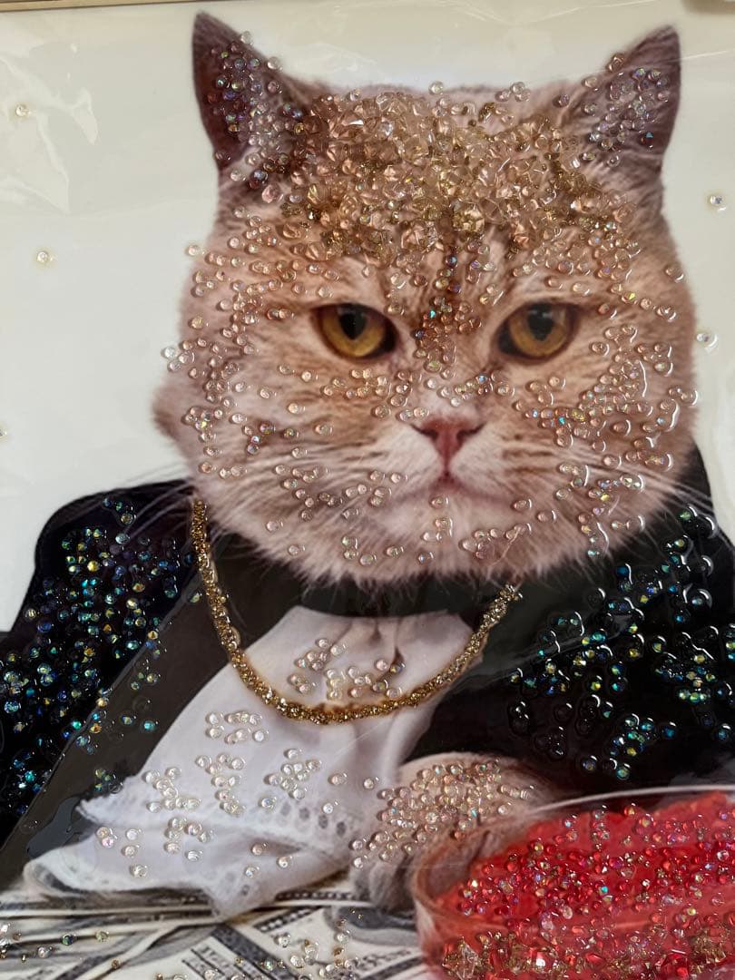 クリスタルアートピクチャー水晶絵猫