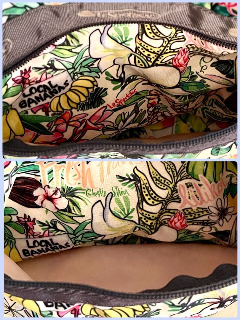 ハワイ限定 クリスティシン.コラボ アロハマーケット柄 ラージボストン