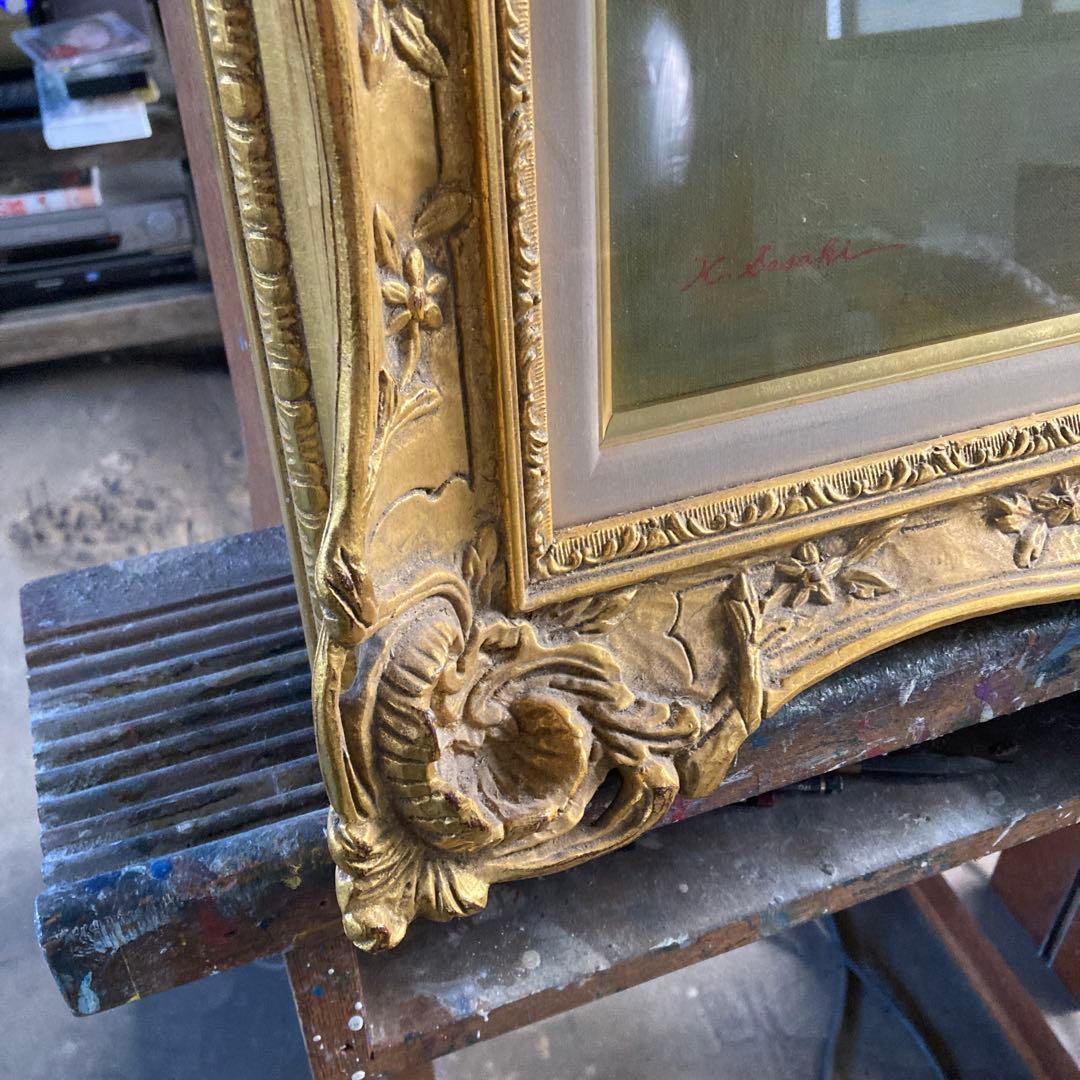 サイン￼ K.Sasaki 赤い薔薇の油彩画 F10号 額装済み 古画