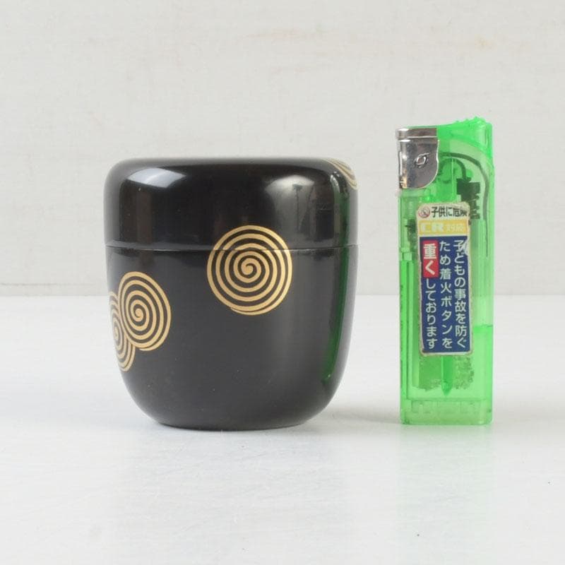 茶道具 山中塗 道場宗廣作 朱刷毛目 梅月蒔絵 大棗 共箱 V 9836 茶道具