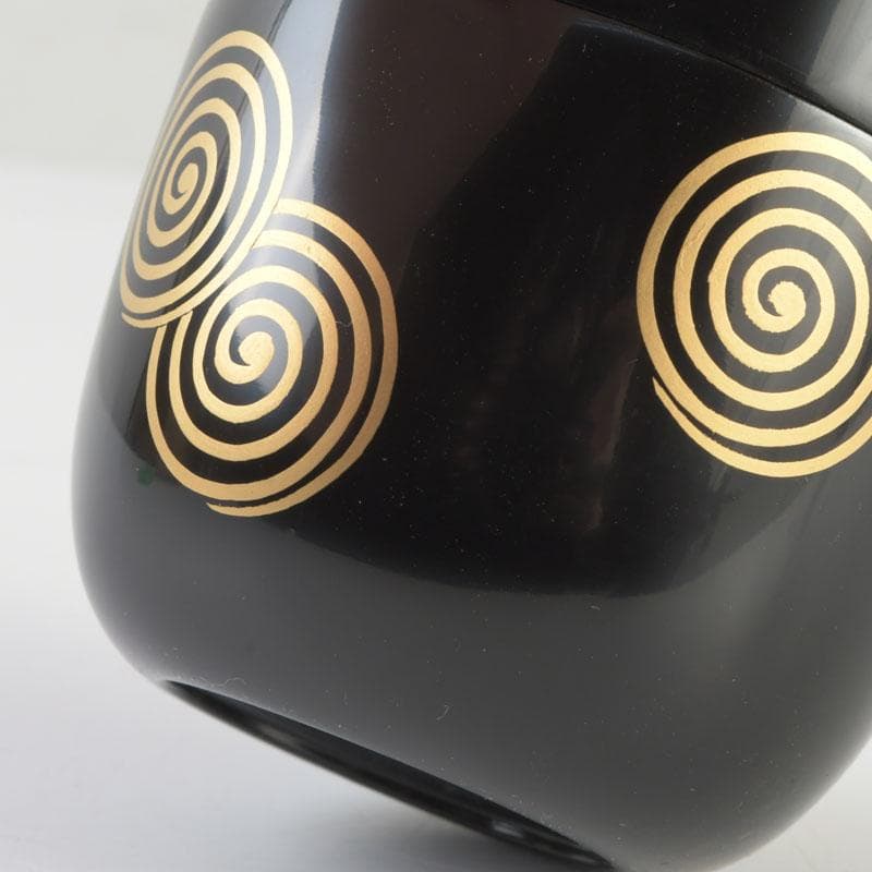 茶道具 坂下仙秀作 淡々斎好写 渦蒔絵 中棗 共箱 V 9834