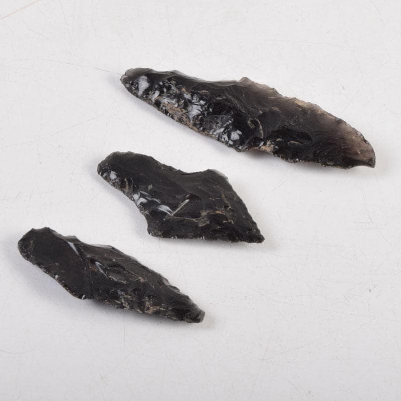 石器時代 黒曜石 矢尻 3点 時代箱付 N 9169