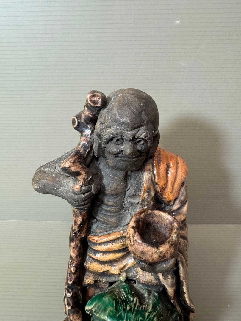 2719 時代物 人物 仙人青獅像 古美術 置物