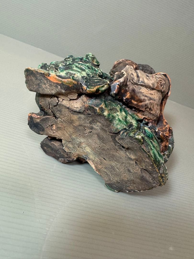 2719 時代物 人物 仙人青獅像 古美術 置物