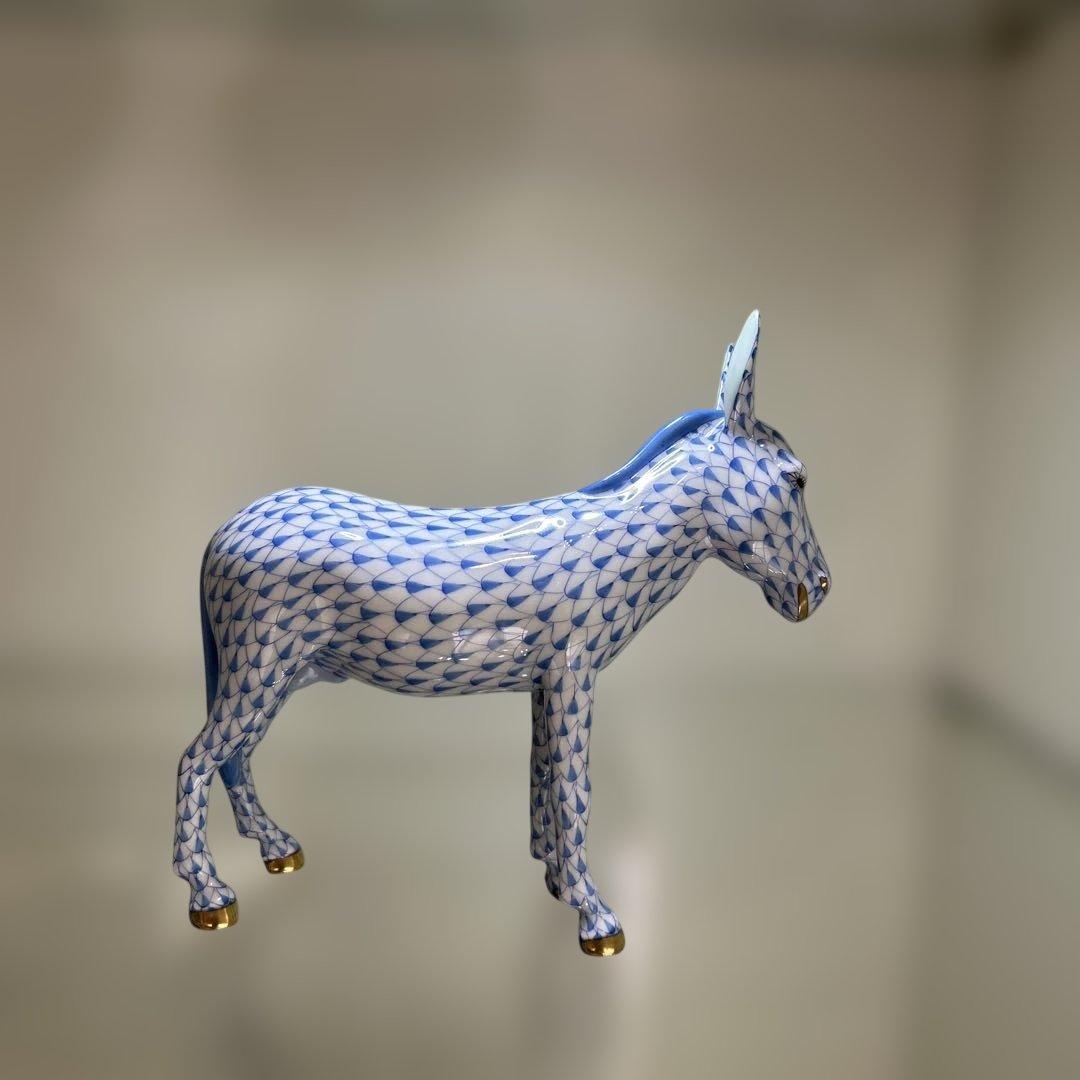 HEREND ヘレンド ロバ 置物 フィギュリン 青 ブルー アンティーク