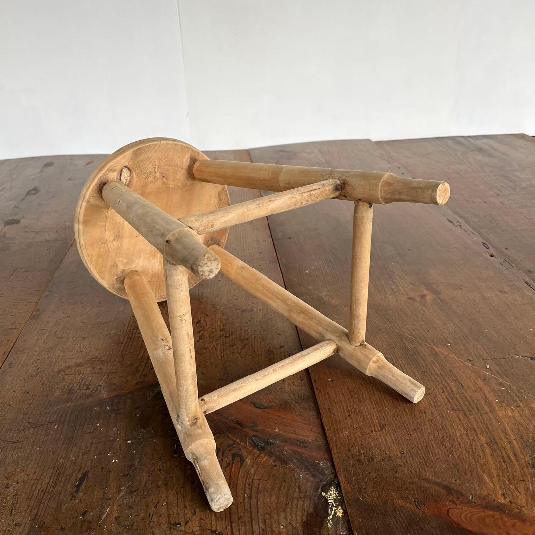 アンティーク スツール 椅子 無垢材 無塗装 シャビー z657