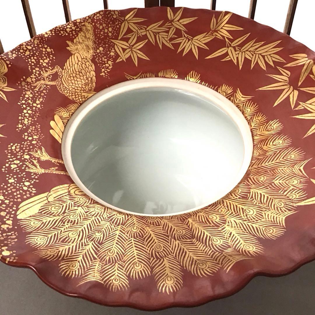 茶道具 水指 砂金袋 金襴手孔雀 桐竹 林 淡幽 造 共箱 N89a - メルカリ