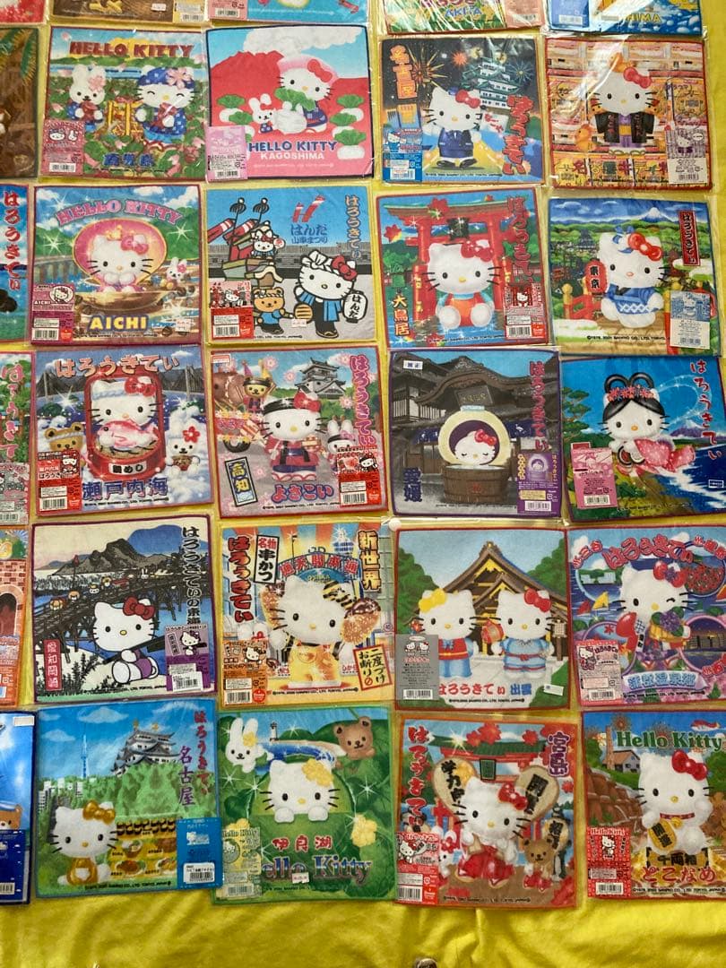 12345 ご当地‼️✳️キティタオルハンカチ‼️43枚✳️プチタオルサンリオ　レトロ