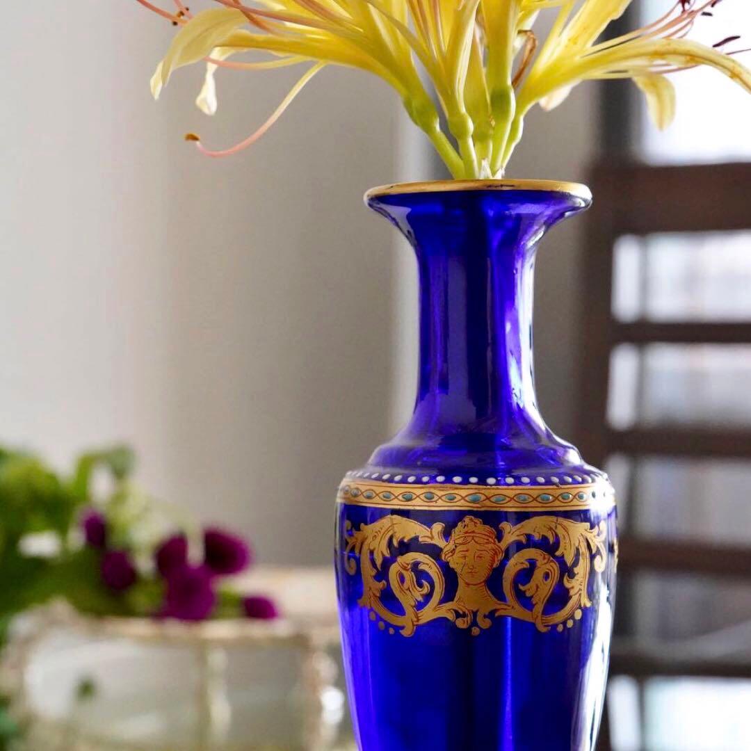 オールド・バカラ 1880年頃珍品 24金彩装飾エナメル彩ビジュー花瓶