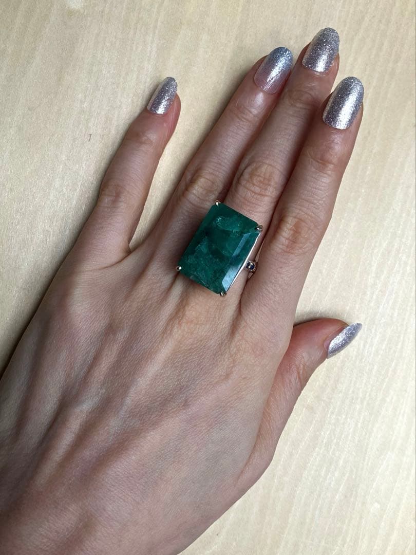 訳あり32ctグリーンベリルリング・指輪ゴールドK18金ゴールド 匿名配送