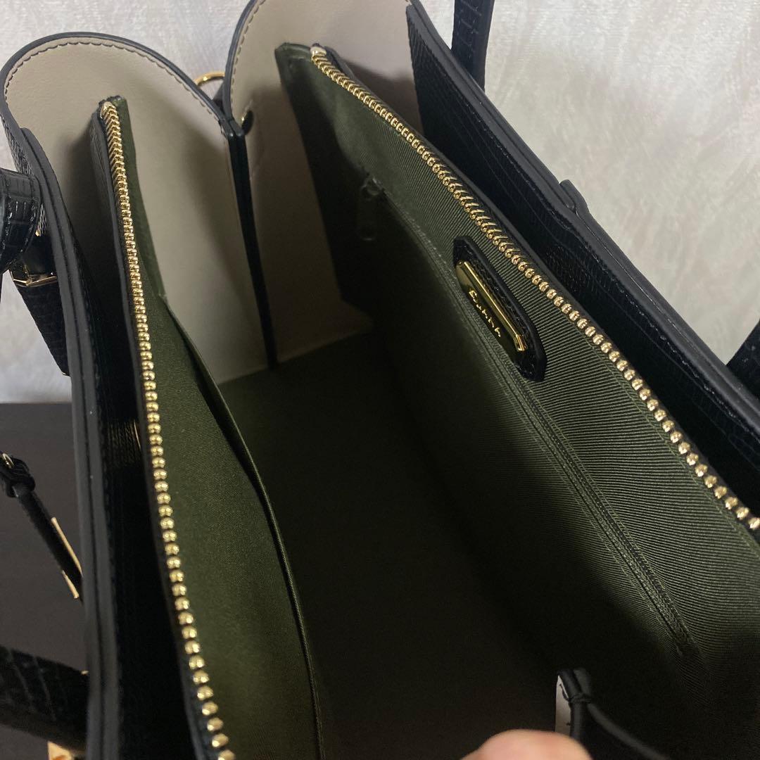 【新品未使用】リザードカタオシゴウヒスムース ハンドバッグ 黒　ダイアナ