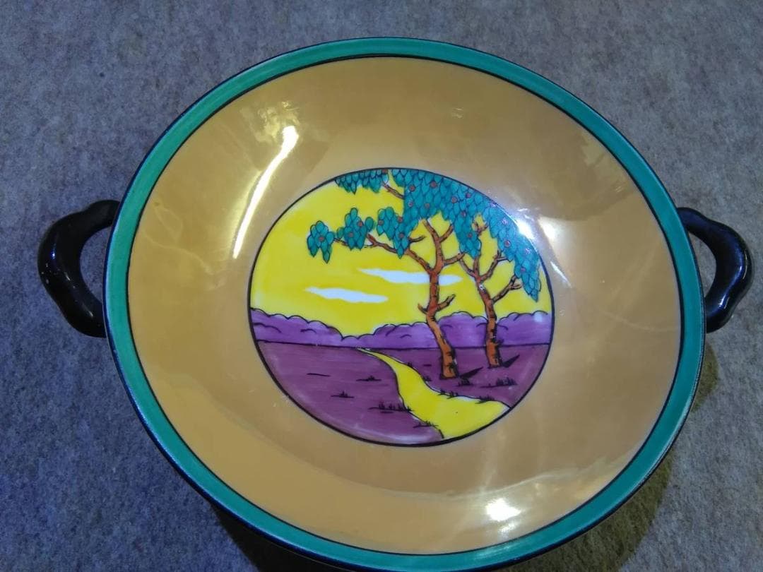 オールドノリタケ アールデコ 果樹園の図 美しい菓子皿 M－JAPAN印