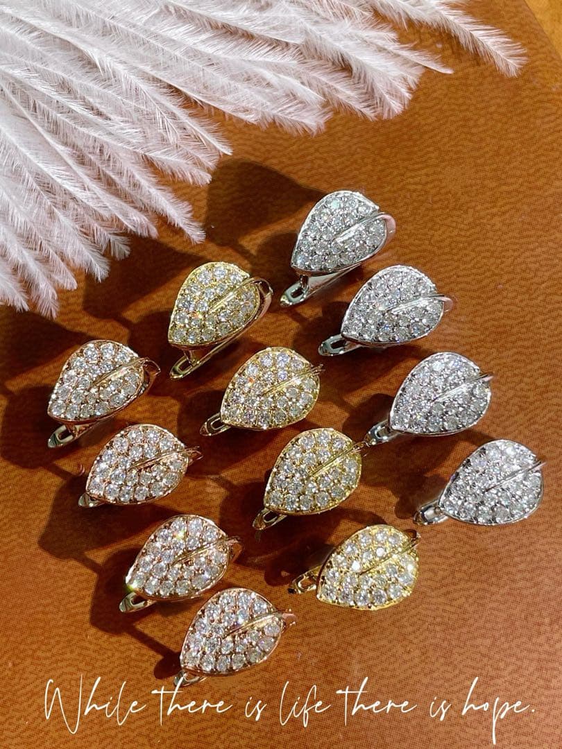 K18YG PG WG 天然ダイヤモンド 釘モチーフ フープピアス 18金｜K18YG