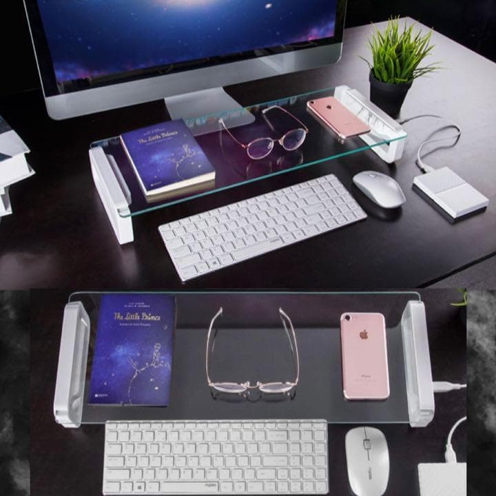 ❤USBポート4つ搭載＆超高耐荷重50kg❣美しい強化ガラス