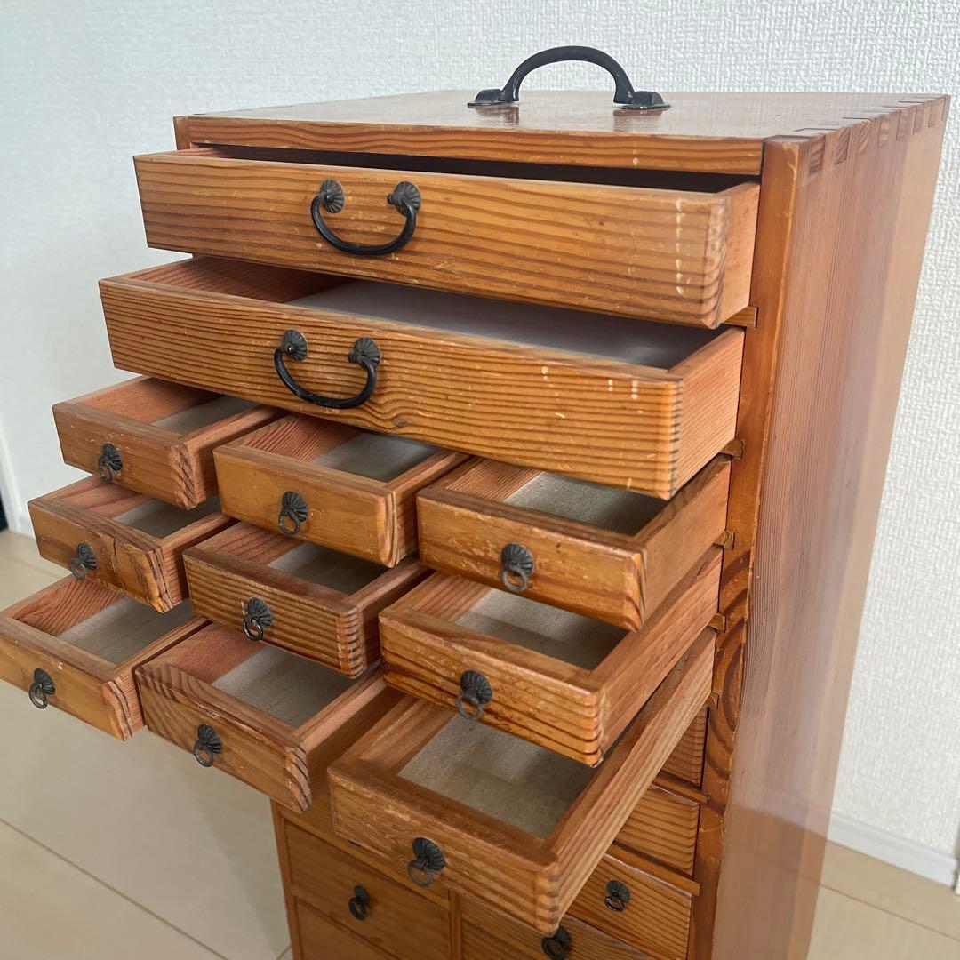 昭和レトロ アンティーク家具 薬箪笥 薬棚 小物入れ ヴィンテージ 22杯