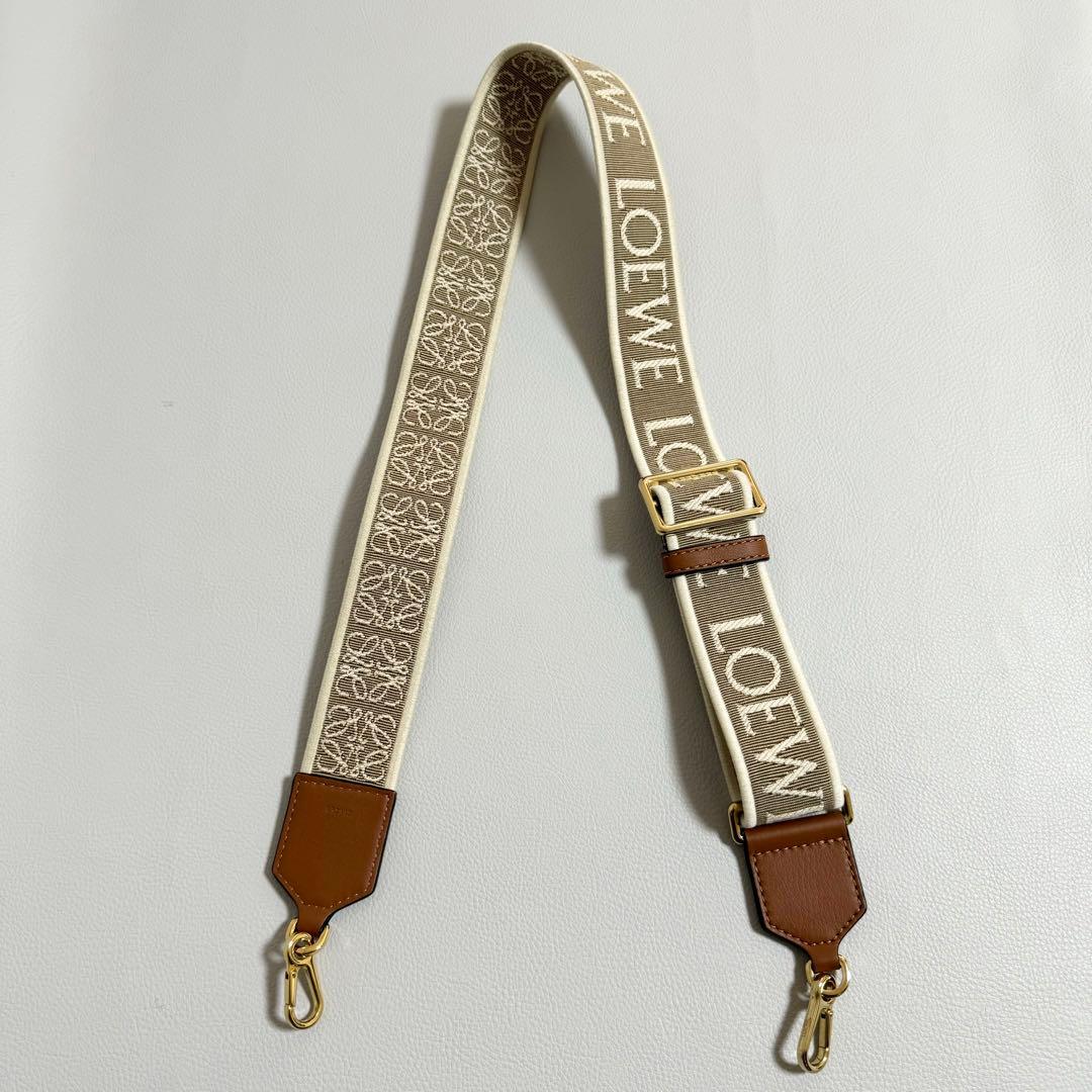 LOEWE / アナグラム ストラップ ジャガード＆カーフ ナチュラル/タン