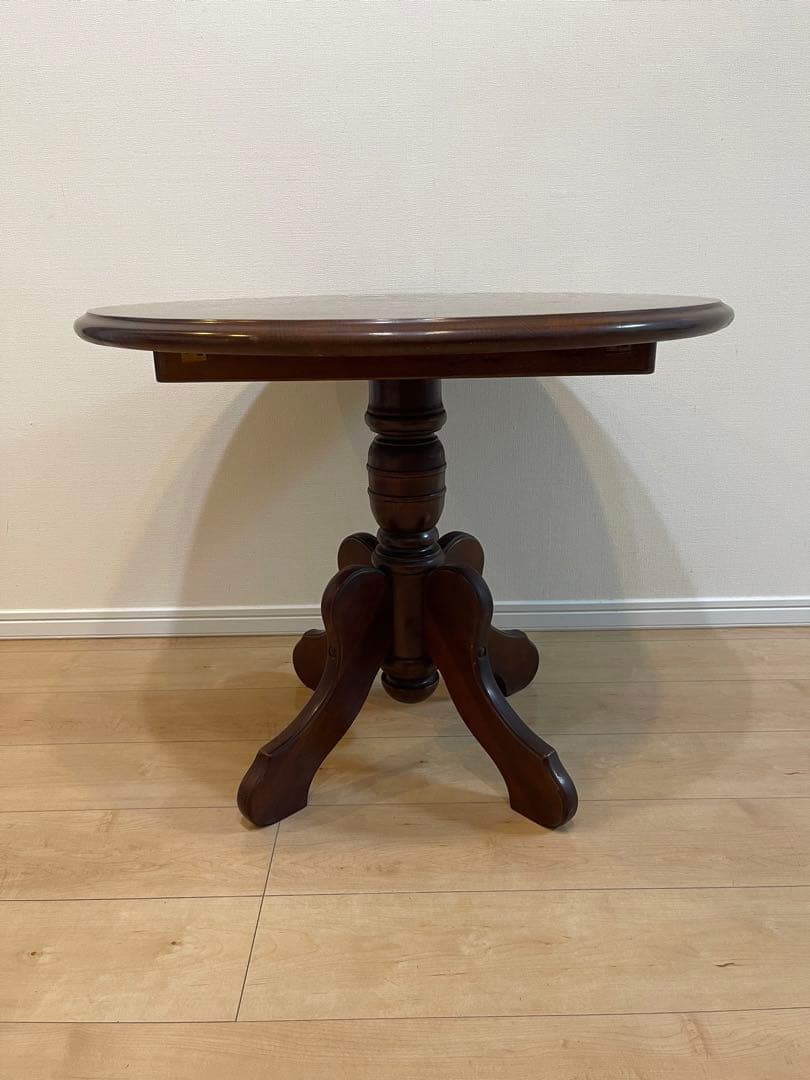 柏木工円形木製テーブル ブラウン