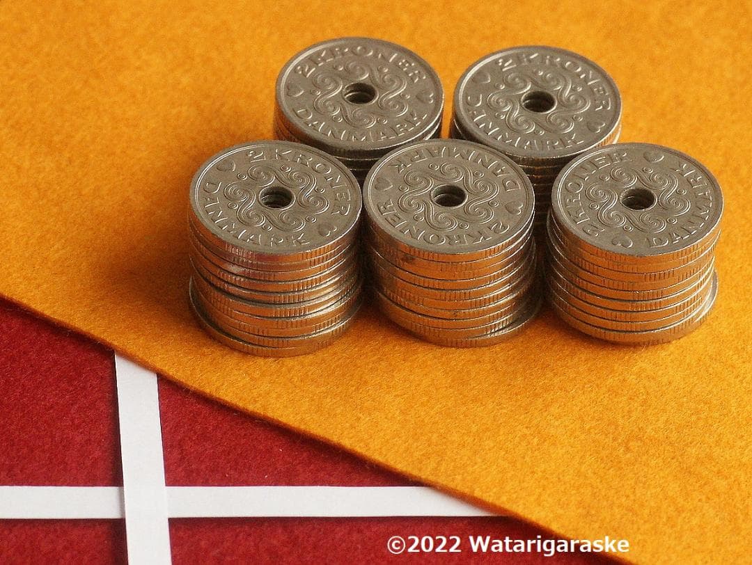 〒☆デンマーク5クローネx10枚☆1990年版流通品☆ デンマーククローネの