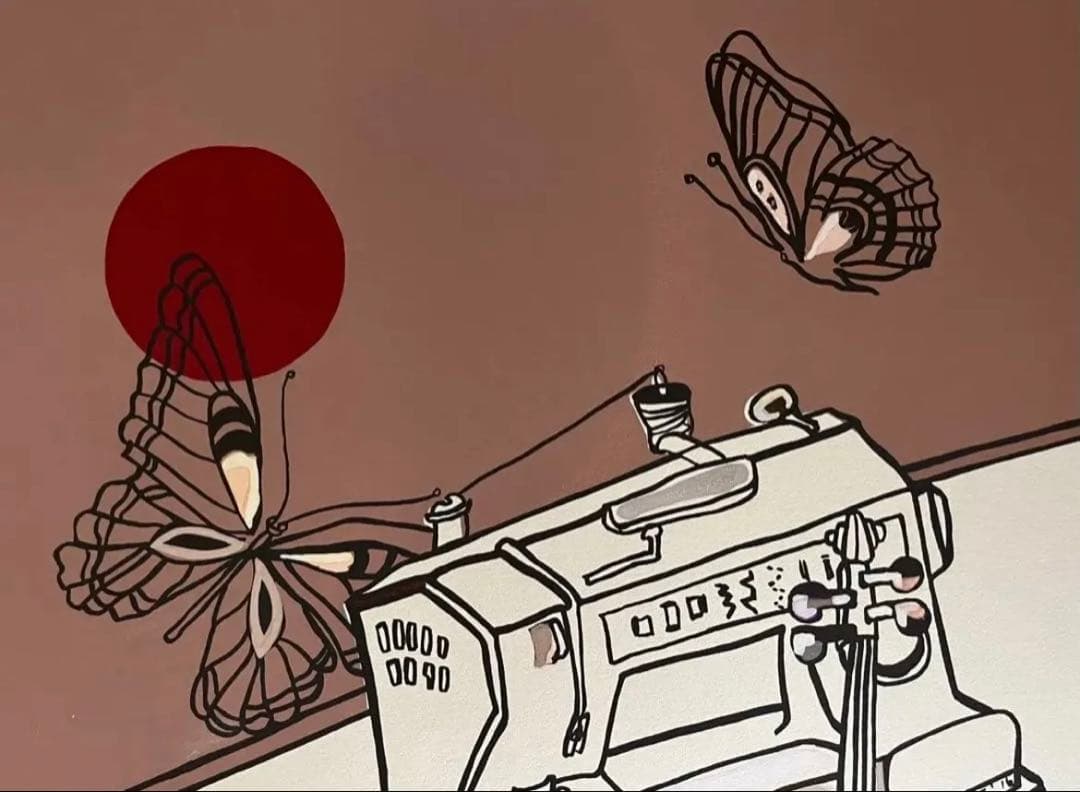 シルクスクリーン 限定版 サイン、ED有 額入り ジニー・キム 希少 蝶