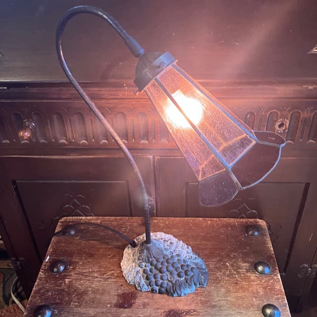 ヴィンテージ ステンドグラス テーブル ランプ 照明 グースネック 気泡