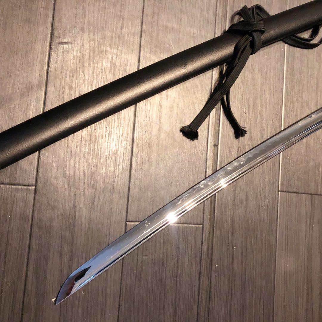 高級模造刀　居合刀　樋入り刀身　黒拵え　亜合金刀身