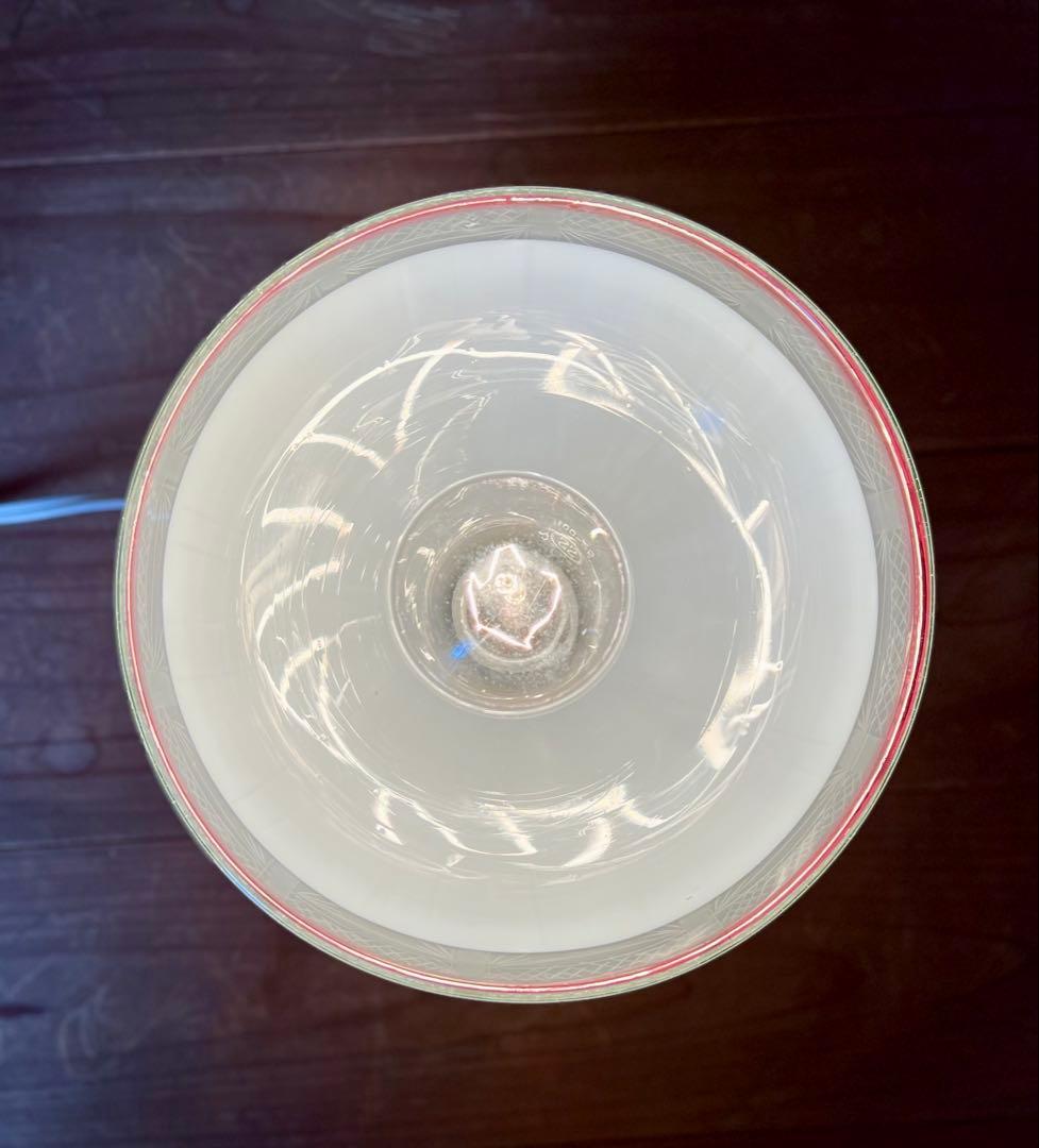 大正ロマン 切子縁赤電笠 和ガラス 灯り 照明 アンティーク 古道具