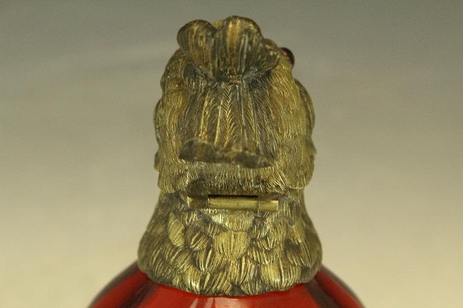 16世紀 フランス 赤ガラス 鷲 酒瓶高23.5cmアンティーク (RC975