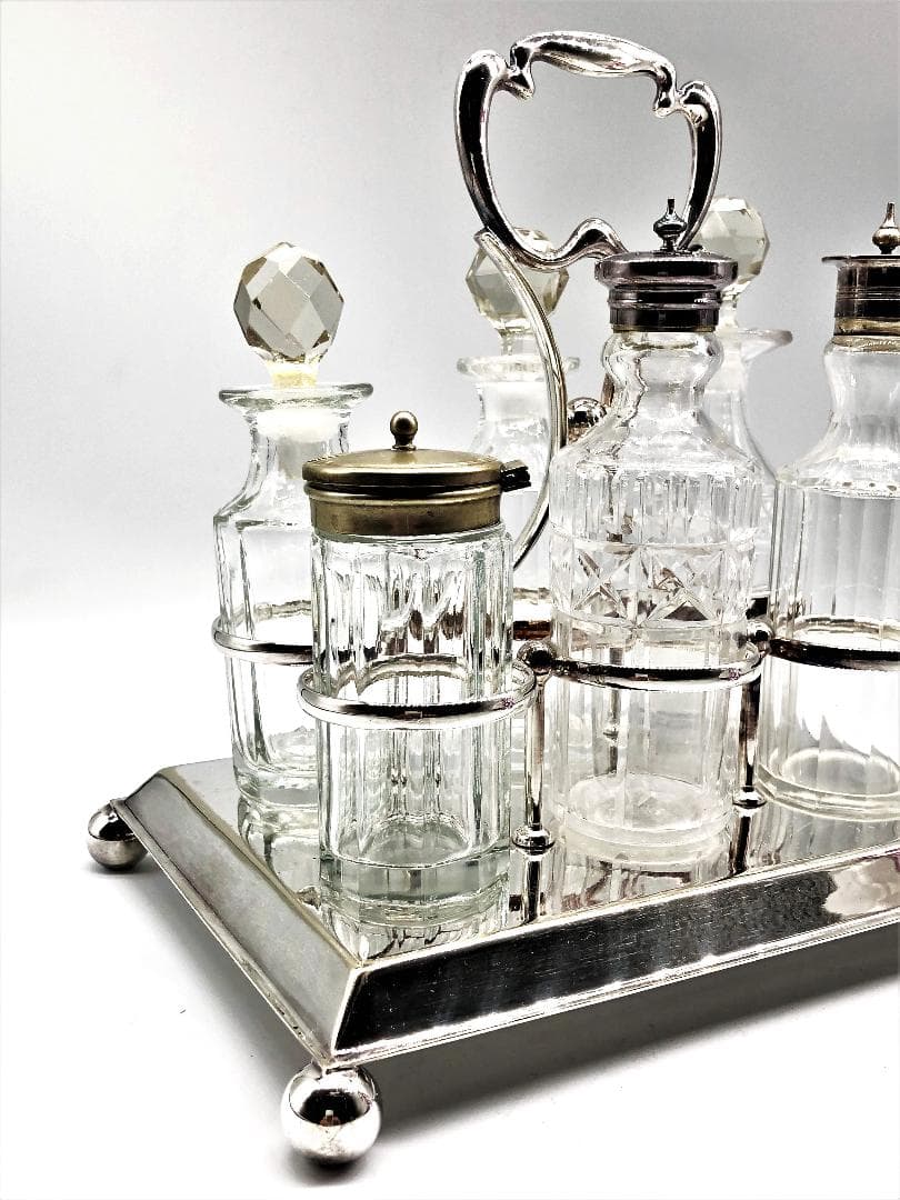 1900年ドイツ製 卓上セット 】 ガラス瓶/調味料ボトル